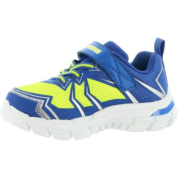 Skechers Kids Athletic Shoes With Velcro Strap -- Blue/Yellow Breathable Mesh - - Picture 3 of 4